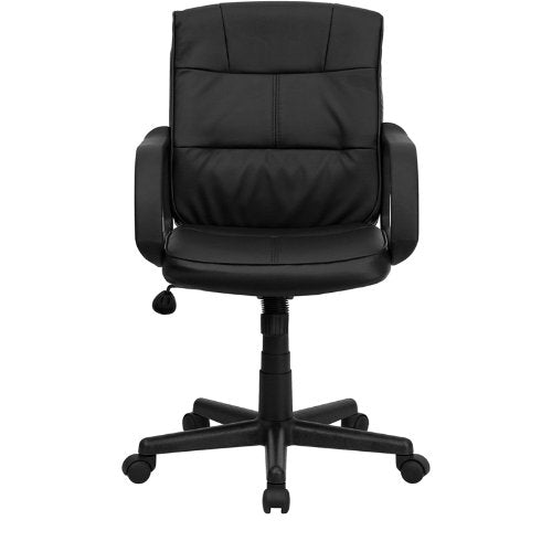 Amazon.com: Flash Furniture Mid-Back Black Leather Swivel Task Chair with Arms: Kitchen & Dining
