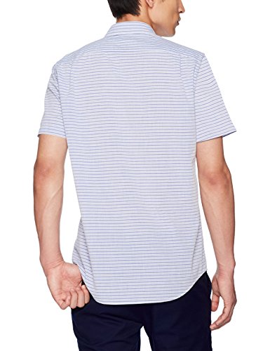 Goodthreads Men's Short-Sleeve Horizontal Stripe Shirt, Blue/White, Small