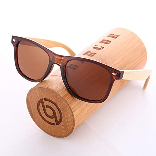 Barcur Wood Sunglasses Spring Hinge Handmade Bamboo Sunglasses Men