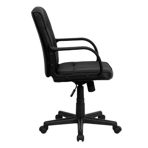 Amazon.com: Flash Furniture Mid-Back Black Leather Swivel Task Chair with Arms: Kitchen & Dining