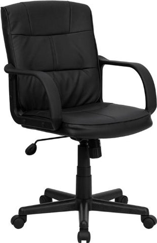 Amazon.com: Flash Furniture Mid-Back Black Leather Swivel Task Chair with Arms: Kitchen & Dining