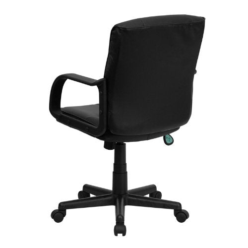 Amazon.com: Flash Furniture Mid-Back Black Leather Swivel Task Chair with Arms: Kitchen & Dining