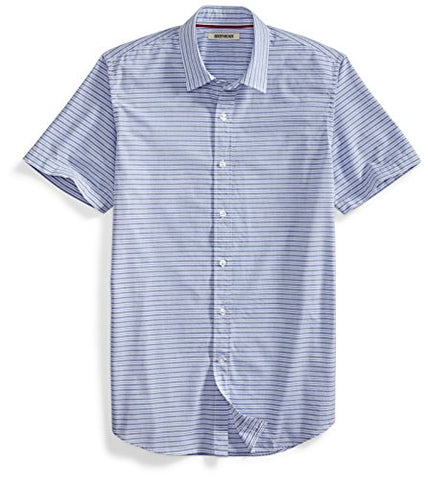 Goodthreads Men's Short-Sleeve Horizontal Stripe Shirt, Blue/White, Small