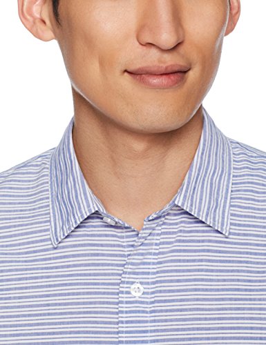 Goodthreads Men's Short-Sleeve Horizontal Stripe Shirt, Blue/White, Small